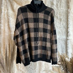 Plaid Long Sleeve Sweater, Drawstrings Size large Worn once